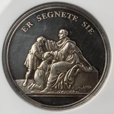 掌中浮雕-藏着的欧洲第049场 - NGC MS63 DPL ：19世纪德国柏林洗礼纪念银章，42mm，德国宗教题材，LOOS大师作品