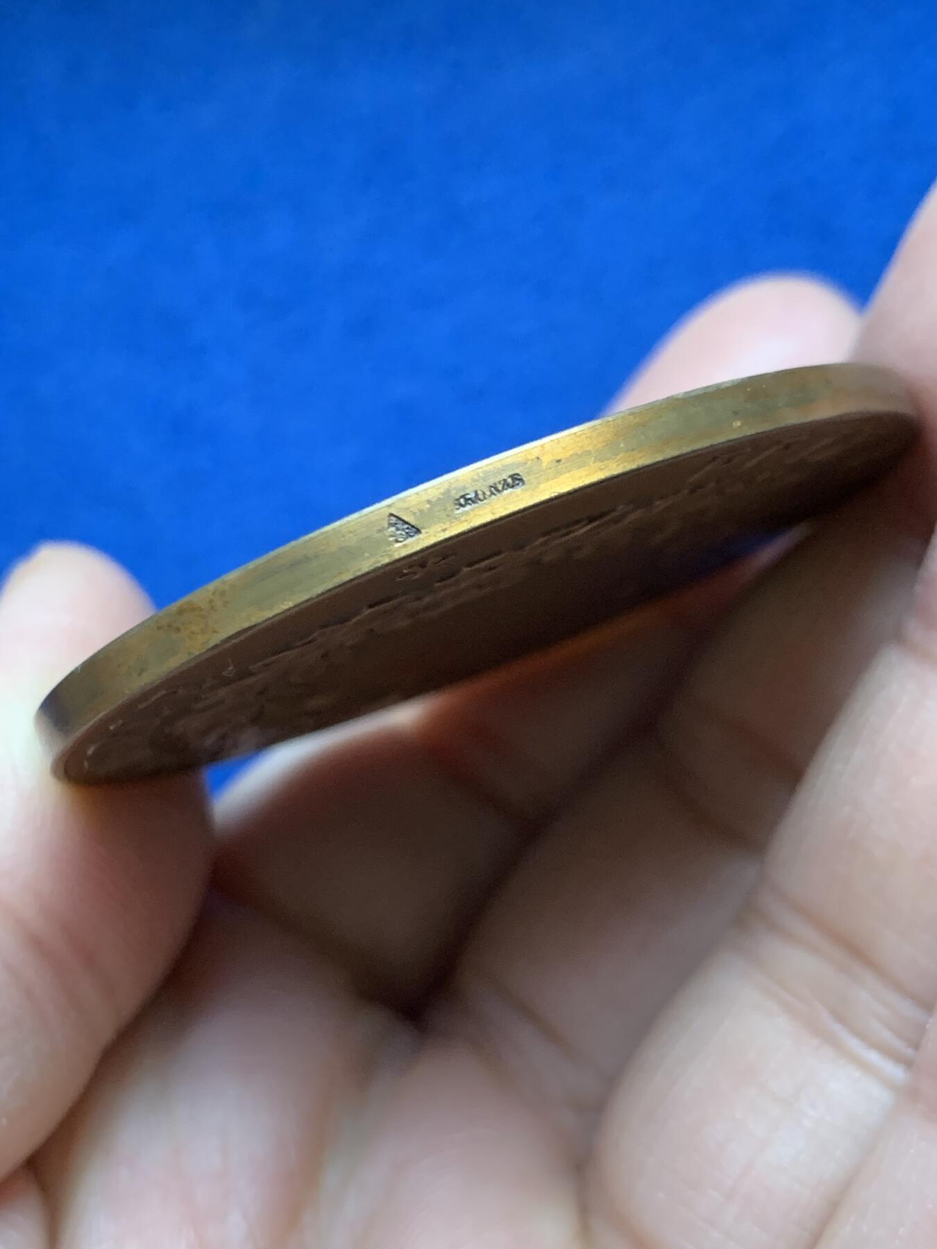 《竞宝斋》第458场 周日，周一，周二   3场连拍 （全场包邮）欢迎送拍 法国滨海布洛涅商会铜章，56.05g，50mm，边铭：三角形+铜标