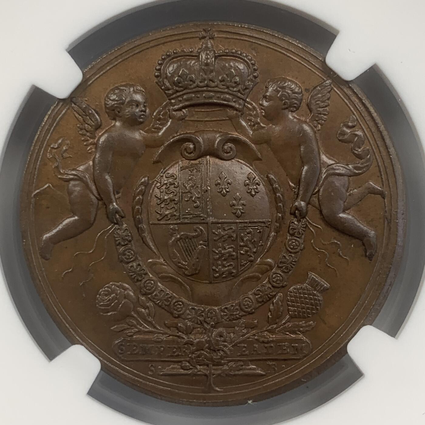 掌中浮雕-藏着的欧洲第049场 NGC MS63 ：1707年英格兰与苏格兰建立联合王国纪念铜章，35mm