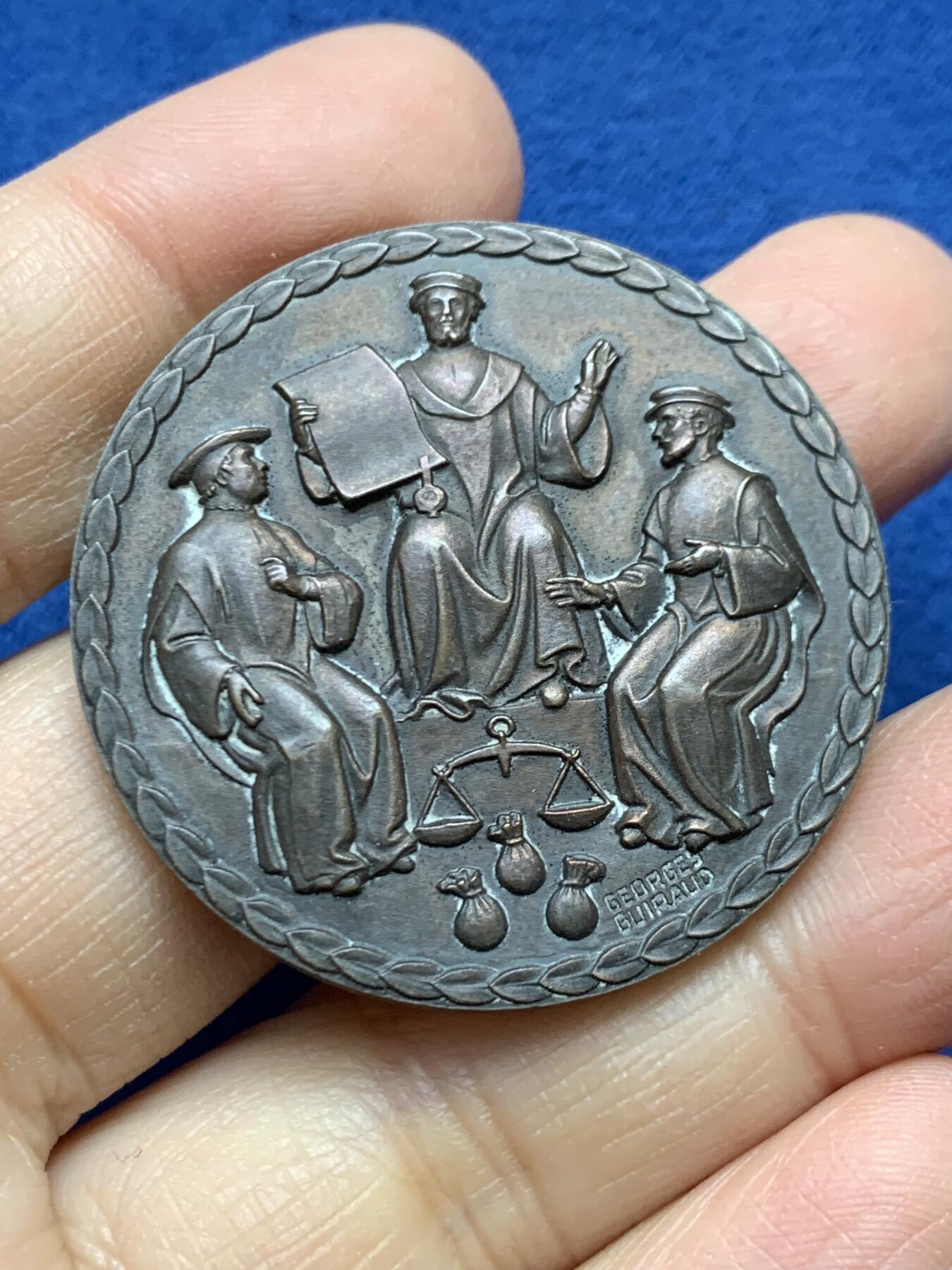 《竞宝斋》第458场 周日，周一，周二   3场连拍 （全场包邮）欢迎送拍 法国图卢兹商人交易所铜章，35.07g，40.8mm，丰饶角边铭