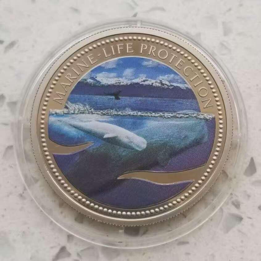 【币将精彩】世界钱币拍卖（2026-2-4） 帕劳2003年海洋世界鲸鱼彩色纪念币  面值1元，铜镍合金 直径38.61毫米，精制。