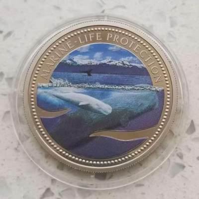 【币将精彩】世界钱币拍卖（2026-2-4） - 帕劳2003年海洋世界鲸鱼彩色纪念币  面值1元，铜镍合金 直径38.61毫米，精制。