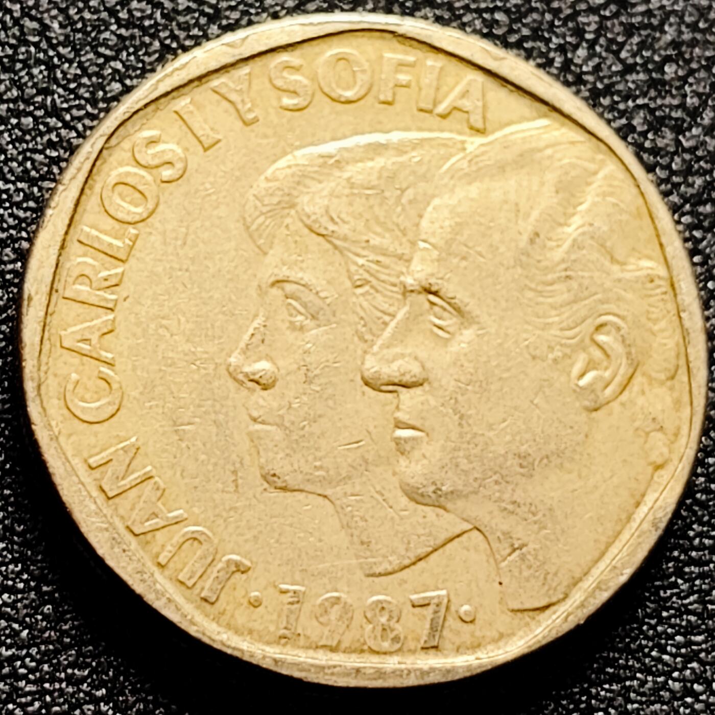 泉币菌-第168场- 精品福利场 大铜币 西班牙1987年500比塞塔铜币  卡洛斯苏菲亚夫妇 28mm 