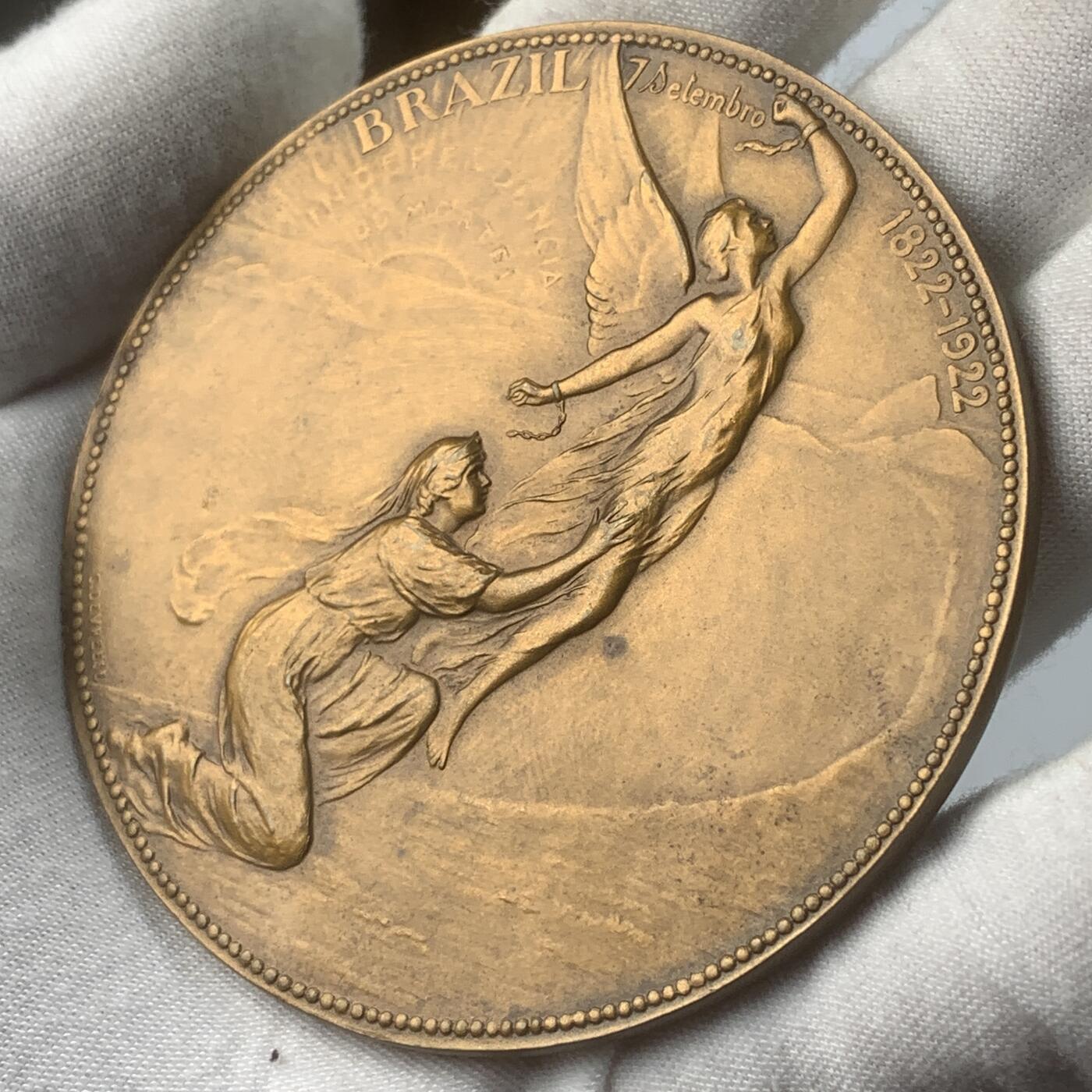 掌中浮雕-藏着的欧洲第049场 1922-23年巴西里约热内卢独立百年世博会纪念铜章，75mm