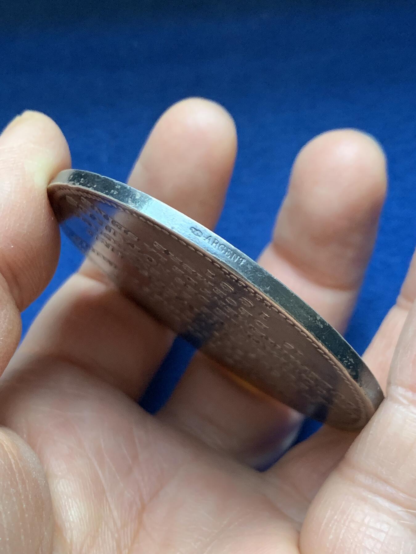 《竞宝斋》第458场 周日，周一，周二   3场连拍 （全场包邮）欢迎送拍 法国巴黎公证人银章，公证处处长托马斯肖像，84.4g，58.6mm，丰饶角边铭