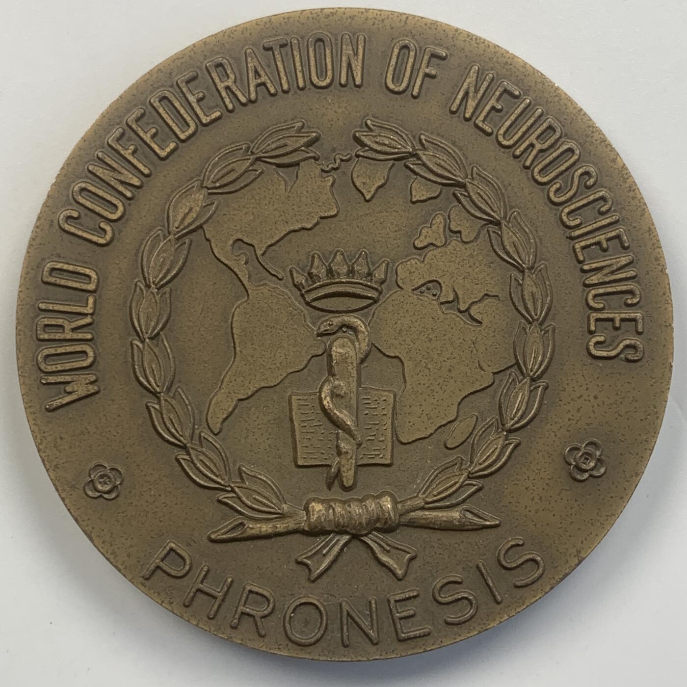 掌中浮雕-藏着的欧洲第049场 1980年葡萄牙世界神经科学联合会铜章，60mm，100g