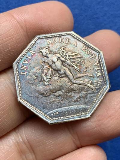 《竞宝斋》第458场 周日，周一，周二   3场连拍 （全场包邮）欢迎送拍 - 法国八角银章，皇家邮政办公室，13.45g，31.9mm，早期无边铭