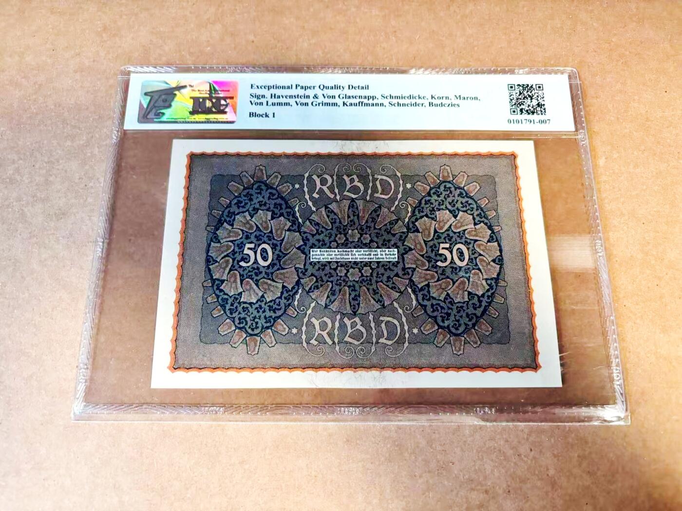 【Blue Auction】世界纸币精拍第775期——18级TOP拍卖/信誉/品质/专业/高效💫 【无47】德国 1919年50马克 TQG66EPQ 