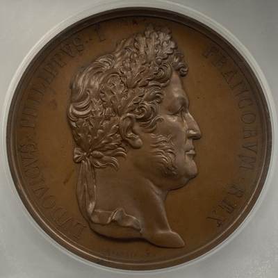 掌中浮雕-藏着的欧洲第049场 - PCGS SP64 : 1830年法国菲利普一世加冕纪念铜章，75mm