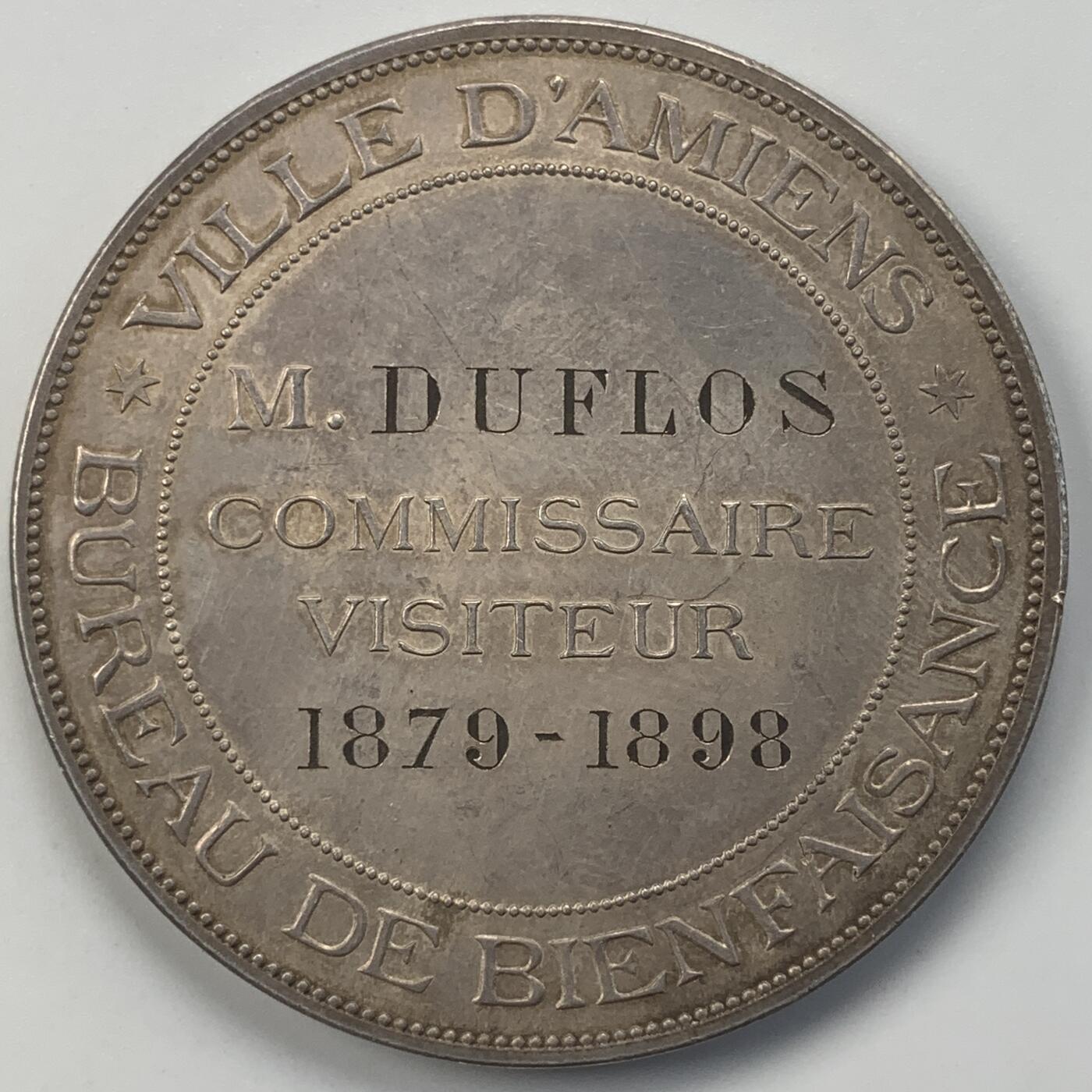 掌中浮雕-藏着的欧洲第049场 1898年法国亚眠市慈善机构银章，65g，50mm，OUDINE雕刻