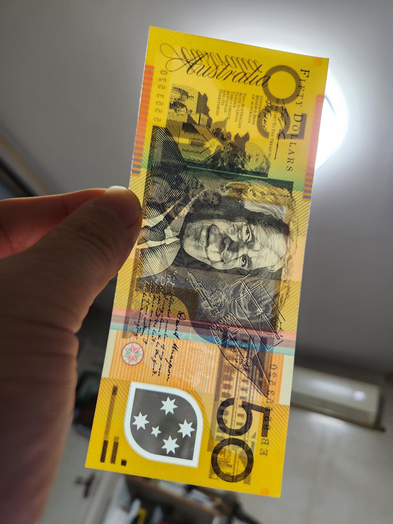 1月15号晚上8点 外国纸币自动截拍第8场 95年首版50元 澳大利亚 塑料钞 极美品