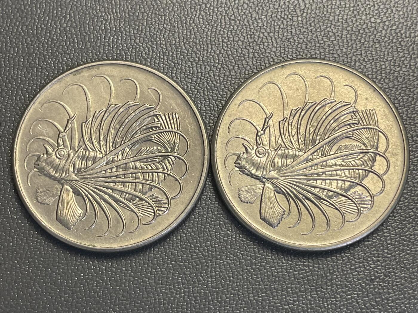 回流0119 新加坡1969年50分两枚 狮子鱼