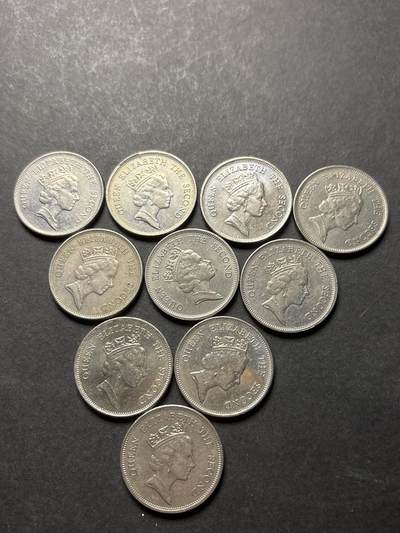 文馨钱币收藏 2026新年第三场（第 289 场）【长期接代拍品】 - 好品 1992 年英属香港高冠女王一元 10 枚