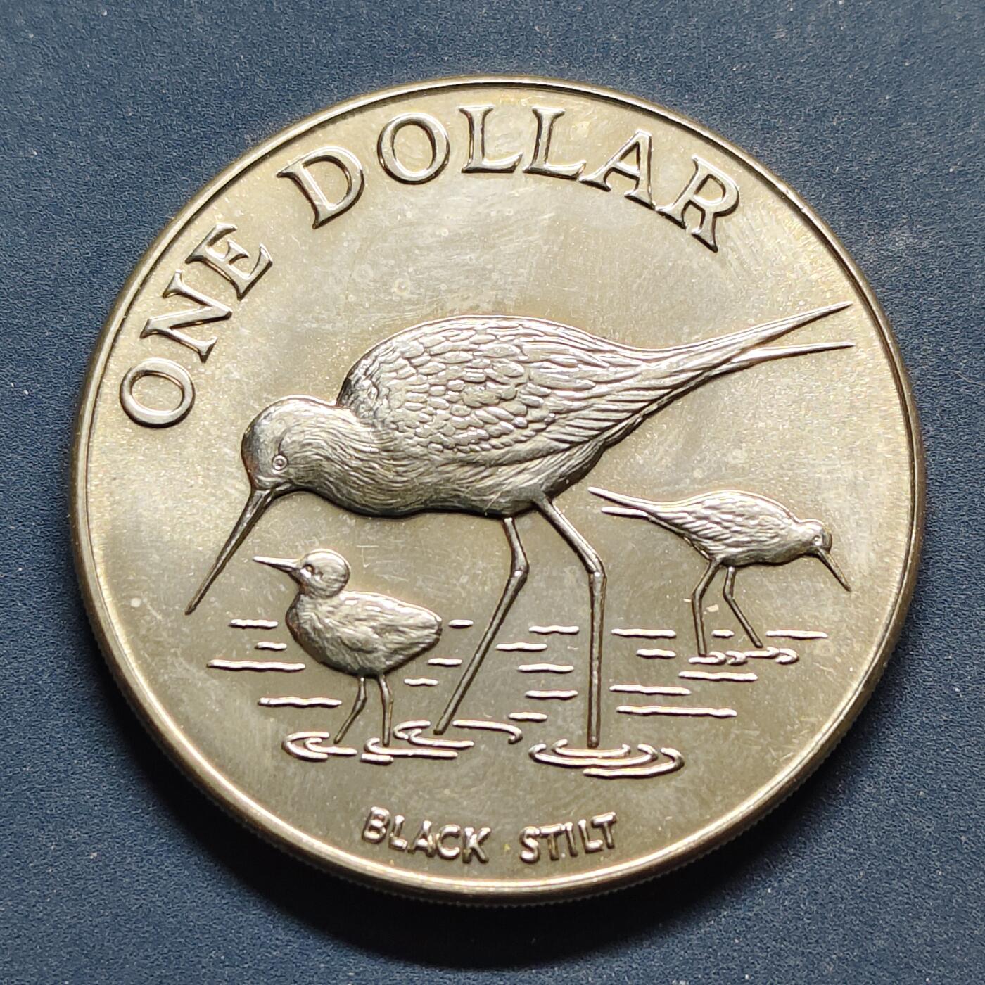 【全场包邮】纯粹捡漏拍494场 新西兰1985年1元本地鸟类系列黑长脚鹬克朗型纪念币
