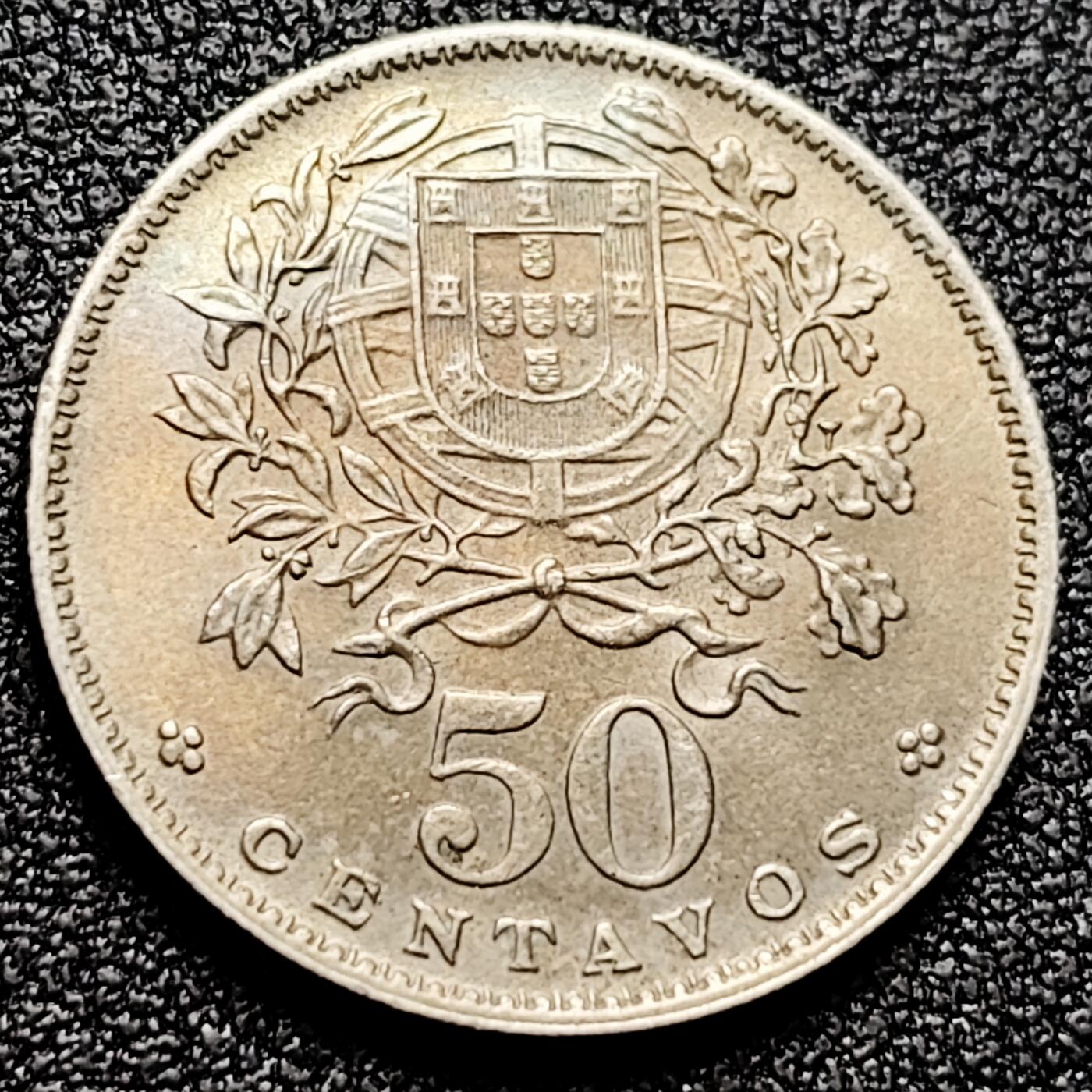 泉币菌-第168场- 精品福利场 微彩光美品 1963年葡萄牙50分镍币 早期丰谷女神 23mm 欧洲币