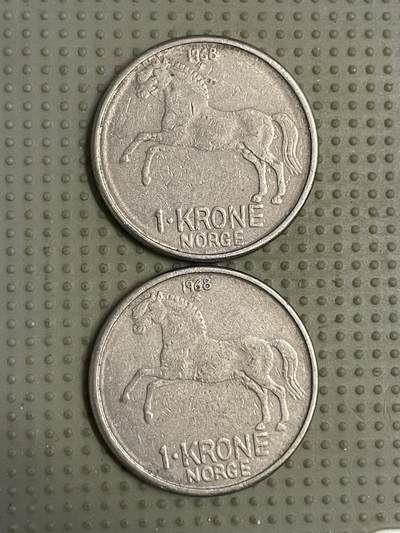 2026年第9场各国散币拍卖（总第159场） - 挪威1968年1克朗2枚