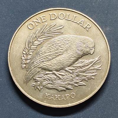 【全场包邮】纯粹捡漏拍494场 - 新西兰1986年1元本地鸟类系列鸮鹦鹉克朗型纪念币