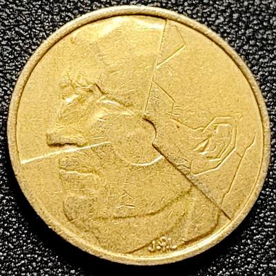 泉币菌-第168场- 精品福利场 - 分裂的人格 比利时5法郎硬币 异形币 24mm 