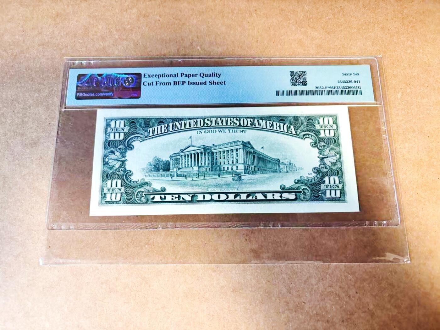 【Blue Auction】世界纸币精拍第775期——18级TOP拍卖/信誉/品质/专业/高效💫  【补号】美国 1995年10美金 PMG66EPQ 