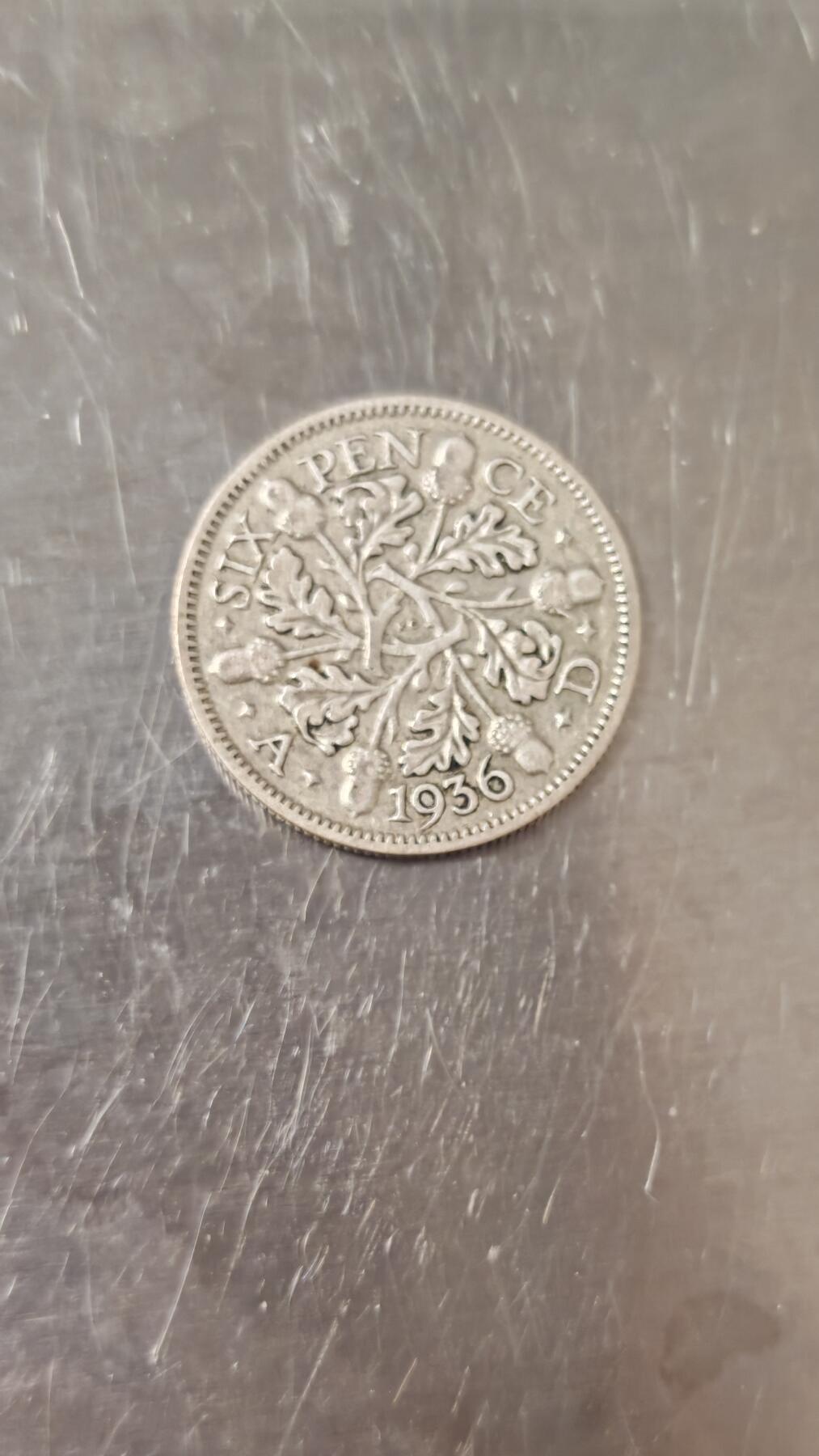 小银币 英国1936年6便士银币