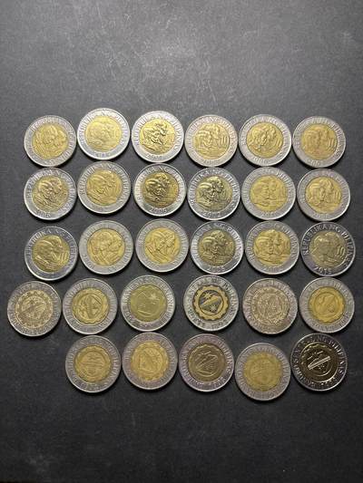 文馨钱币收藏 2026新年第三场（第 289 场）【长期接代拍品】 - 菲律宾各年份 10 比索双色纪念币 29 枚