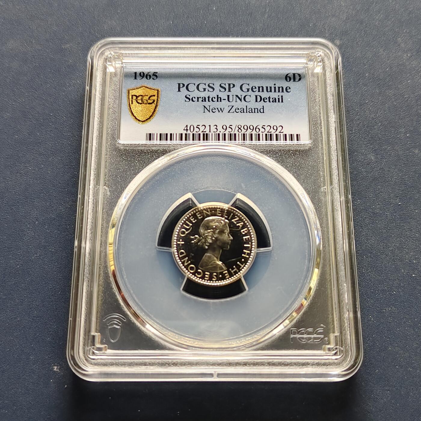 【全场包邮】纯粹捡漏拍495场-持续更新中 新西兰1965年6便士精制SP样币-PCGS UNC DETAIL