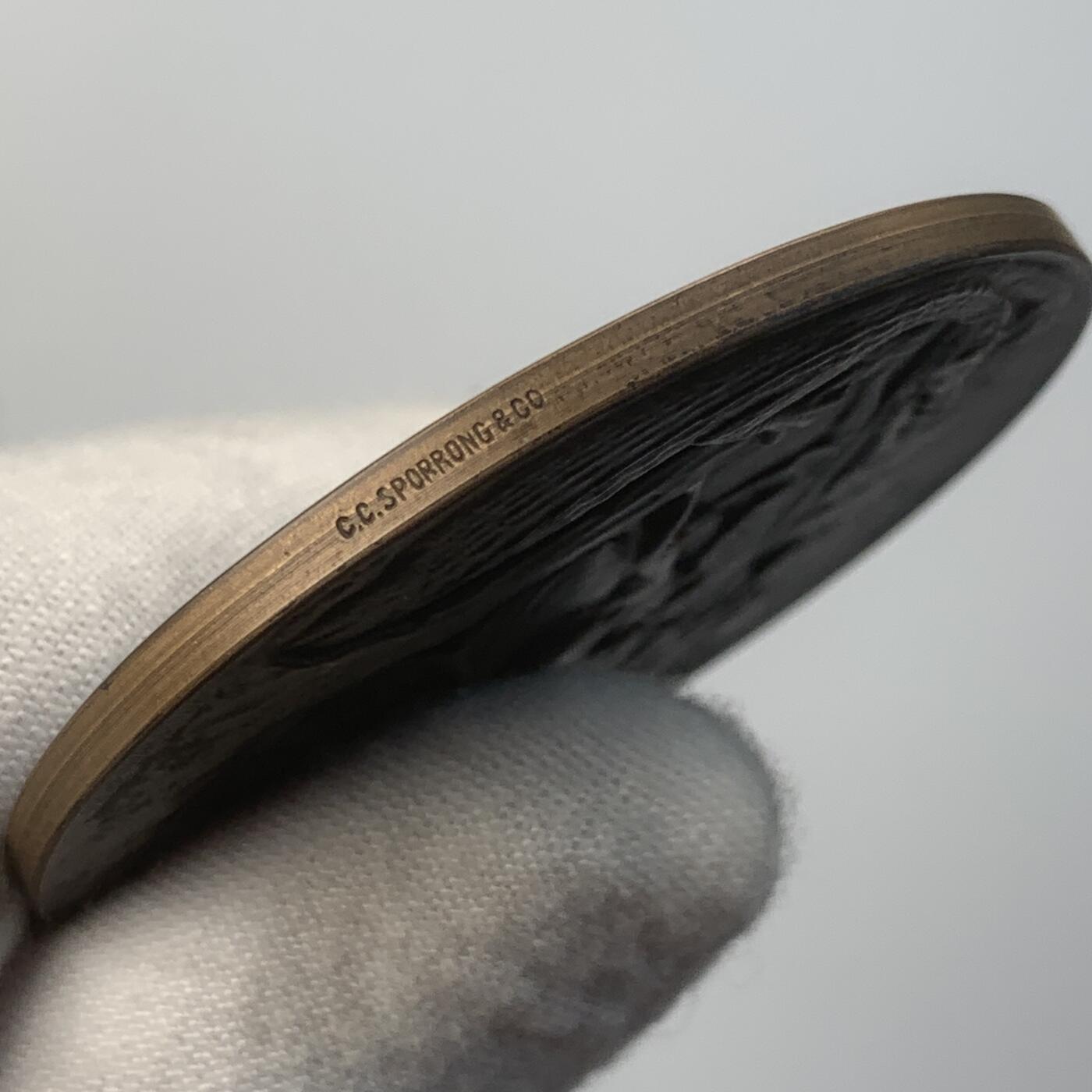 掌中浮雕-藏着的欧洲第049场 1900年前后瑞典保险铜章（屠龙题材），50mm，45g