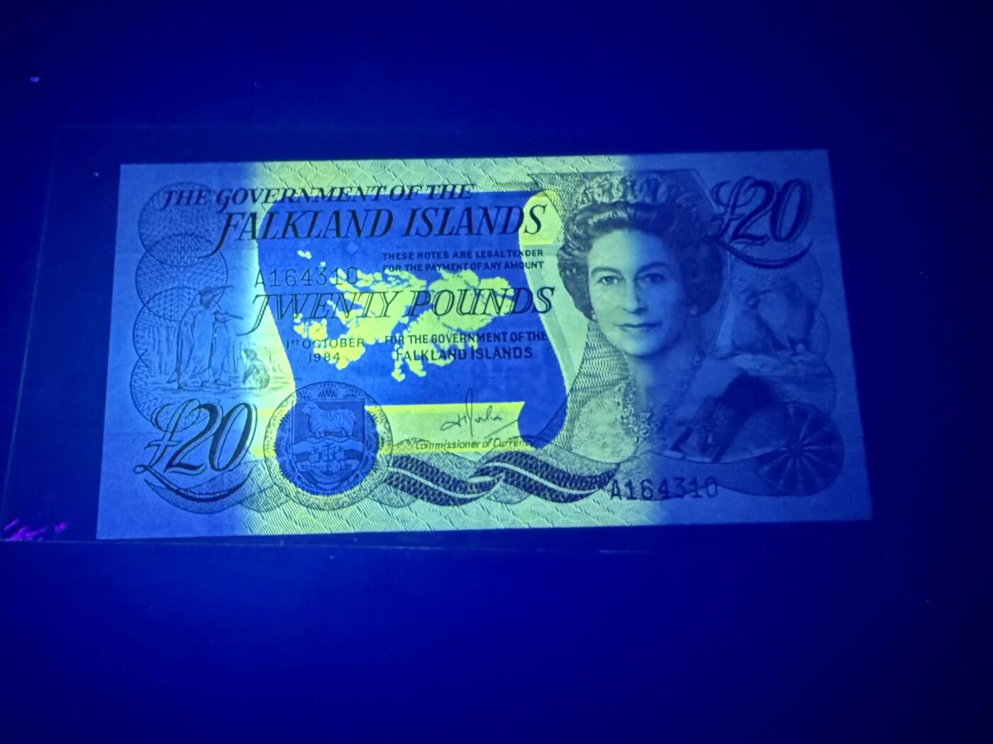 【炜奕收藏】，第五十七期，英联邦女王专场 1984年福克兰群岛20镑，UNC品相，A冠