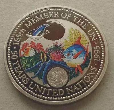 【币将精彩】世界钱币拍卖（2026-2-4） - 帕劳2003年海洋世界鱼类幻彩镍币  面值1元，铜镍合金 直径38.61毫米，精制。