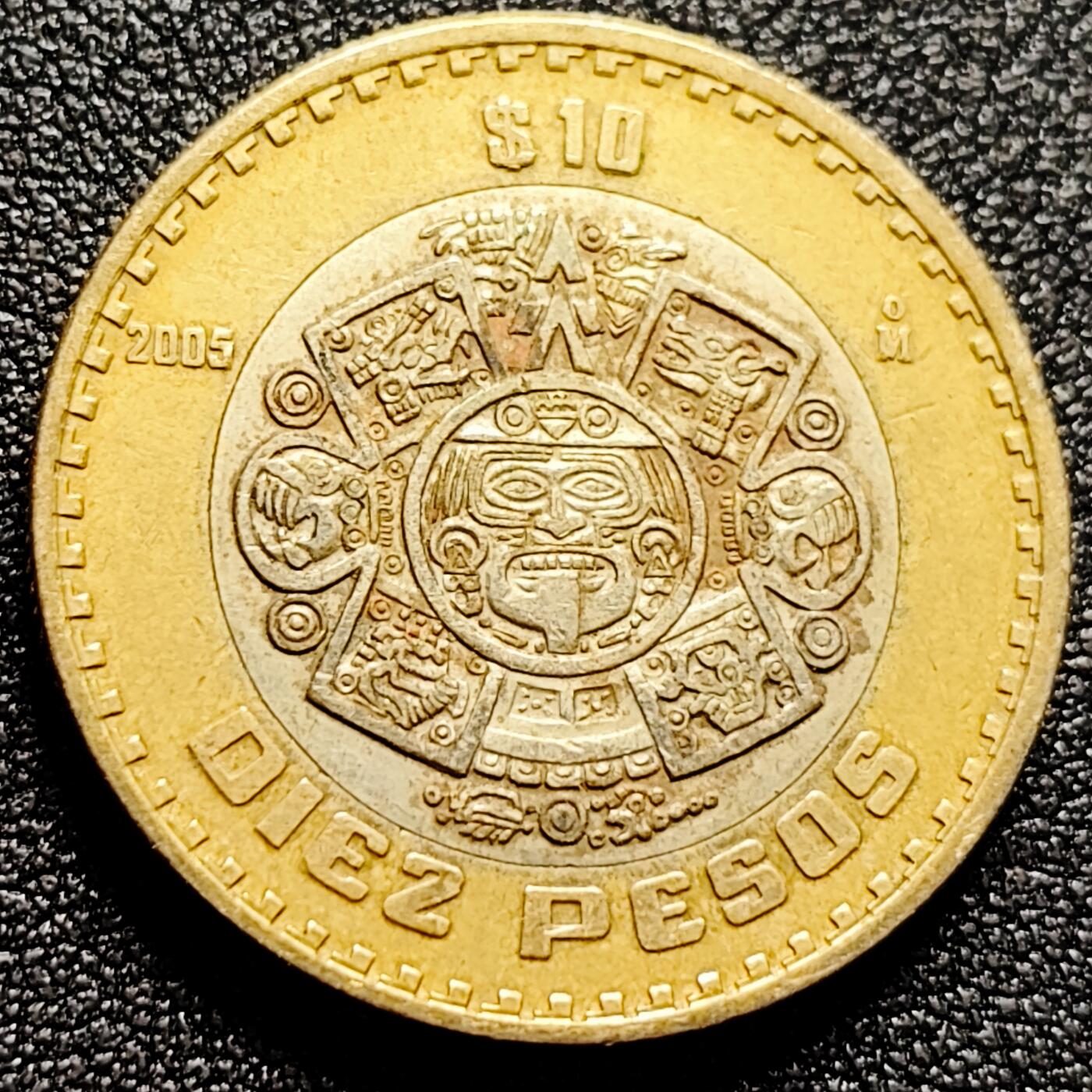 泉币菌-第168场- 精品福利场 美品 墨西哥10比索  玛雅文化图腾 双色28mm 