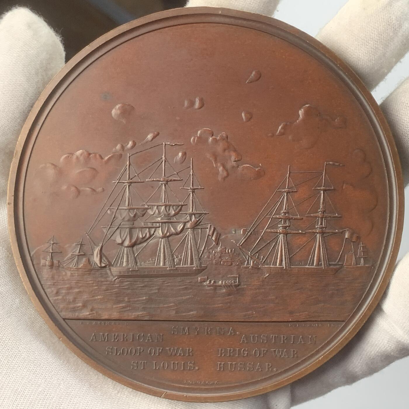 掌中浮雕-藏着的欧洲第049场 1854年邓肯·英格拉姆的营救马丁·科什塔，102mm，Peter F Cross, James B Longacre and S Eastman雕刻