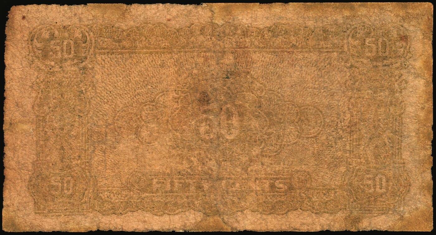 宜和2025年秋季拍卖 纸币 民国三十年（1941年）江淮银行蓝色伍角2枚，牛耕地图，Pick#S3116；六品，有修