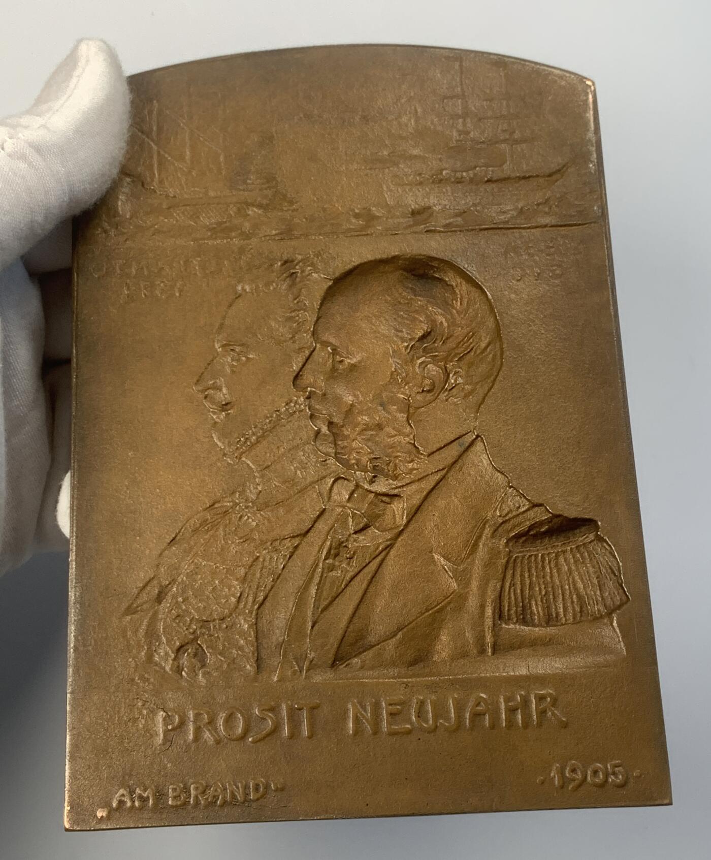 掌中浮雕-藏着的欧洲第049场 纪念1866年的利萨海战和1571年的勒班陀海战中的胜利铜章，159 x 108mm，201g，目录编号Strothotte 1905-6，Wurzbach 4166。大师 J. Tautenhayn作品