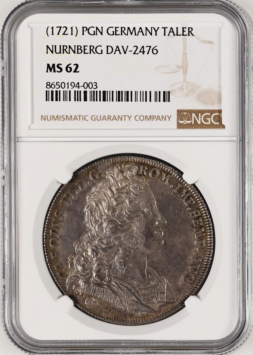 NGC-MS62 1721 德国纽伦堡城市景观泰勒银币