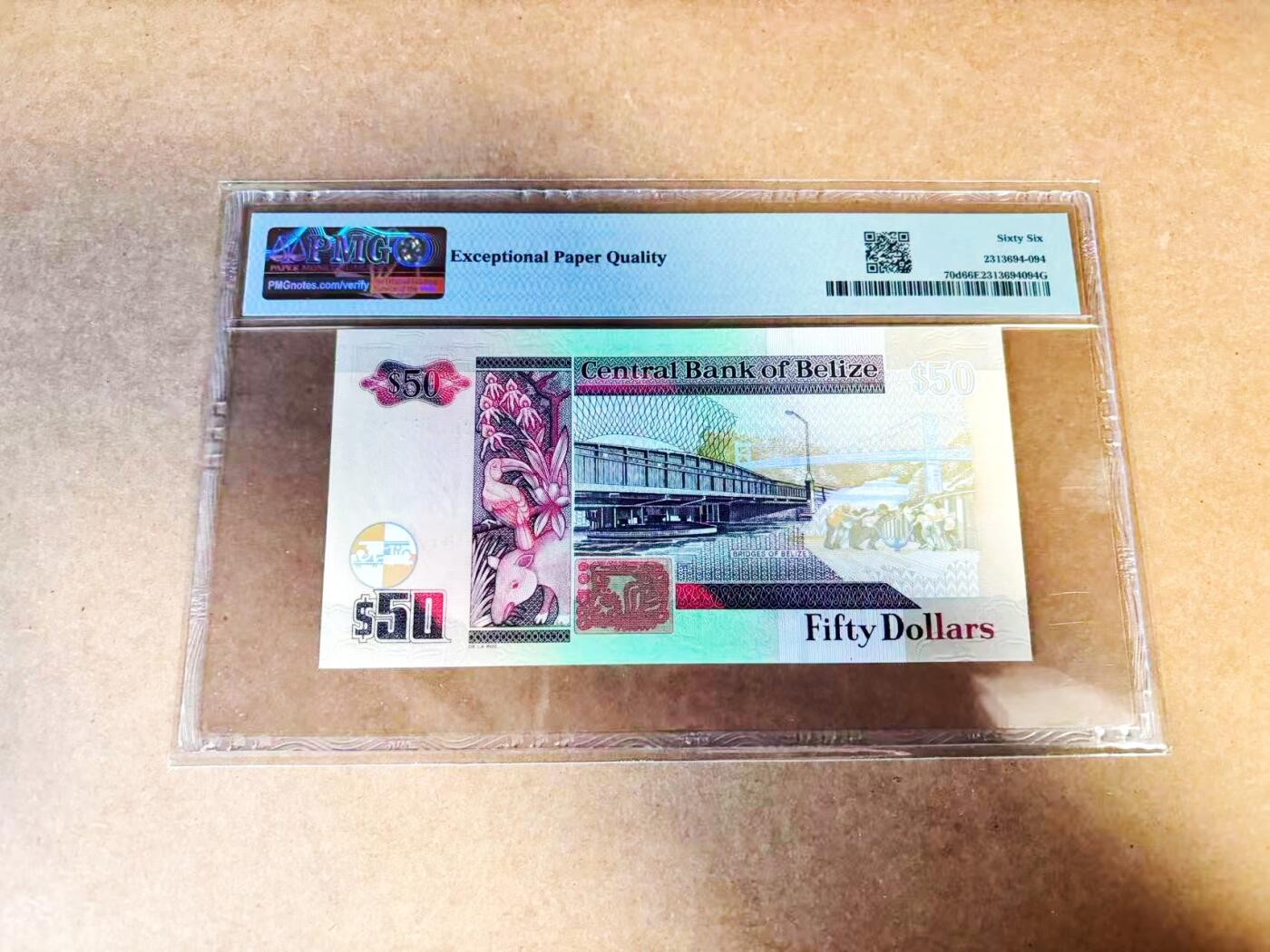 【Blue Auction】世界纸币精拍第775期——18级TOP拍卖/信誉/品质/专业/高效💫 【狮子6倒置号】伯利兹 2010年50元 PMG66EPQ 