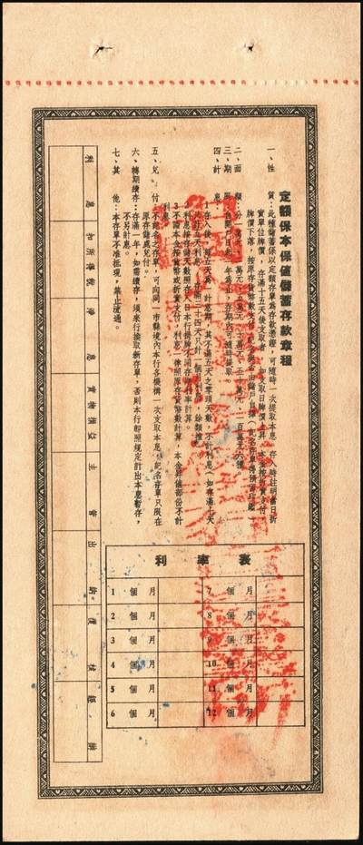 宜和2025年秋季拍卖 纸币 中国人民银行（广西省分行）票证一组7枚，包括：①②1952年定额保本保值储蓄存单壹万圆2枚，其中1枚已填用，加盖“抗美援朝·保家卫国”；③④⑤1954年优待售粮定期定额储蓄存单棕色壹万圆、绿色叁万圆、红色伍万圆各1枚，已填用，加盖忻城支行思练营业所戳记；⑥⑦另有紫色叁万圆，蓝色伍万圆，未填用；九八品