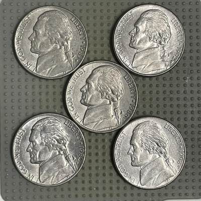 2026年第11场各国散币拍卖（总第161场）16.17两天外出，18号可以发货 - 美国5美分5枚