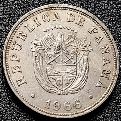 泉币菌-第169场- 精品福利场 - 1966年 巴拿马5分铜镍币 21mm 