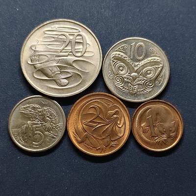 【全场包邮】纯粹捡漏拍494场 - 澳大利亚/新西兰1981-1984年散币5枚一组