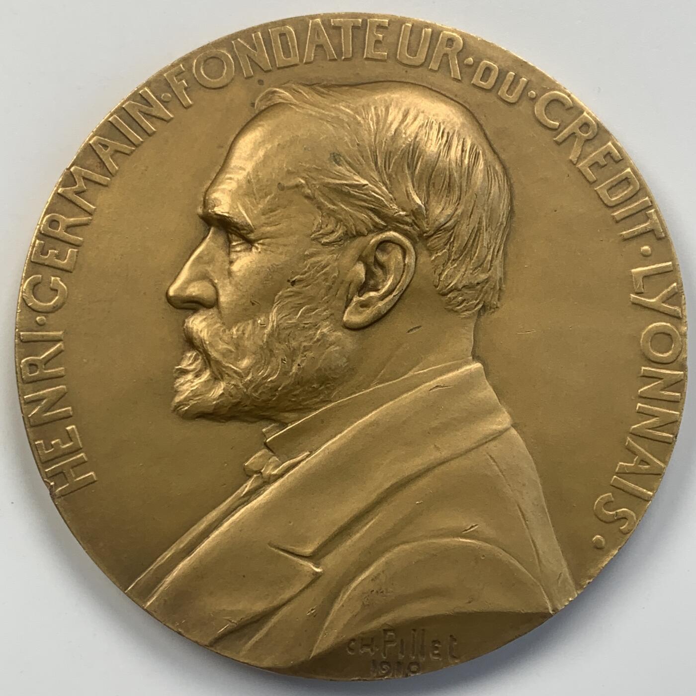 掌中浮雕-藏着的欧洲第049场 1910年法国里昂信贷银行大铜章，大师皮列作品，80mm，233g