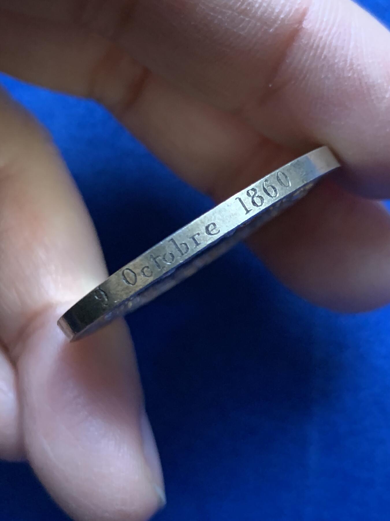 《竞宝斋》第458场 周日，周一，周二   3场连拍 （全场包邮）欢迎送拍 法国结婚纪念镀金银章，18.52g，34.6mm，手指边铭