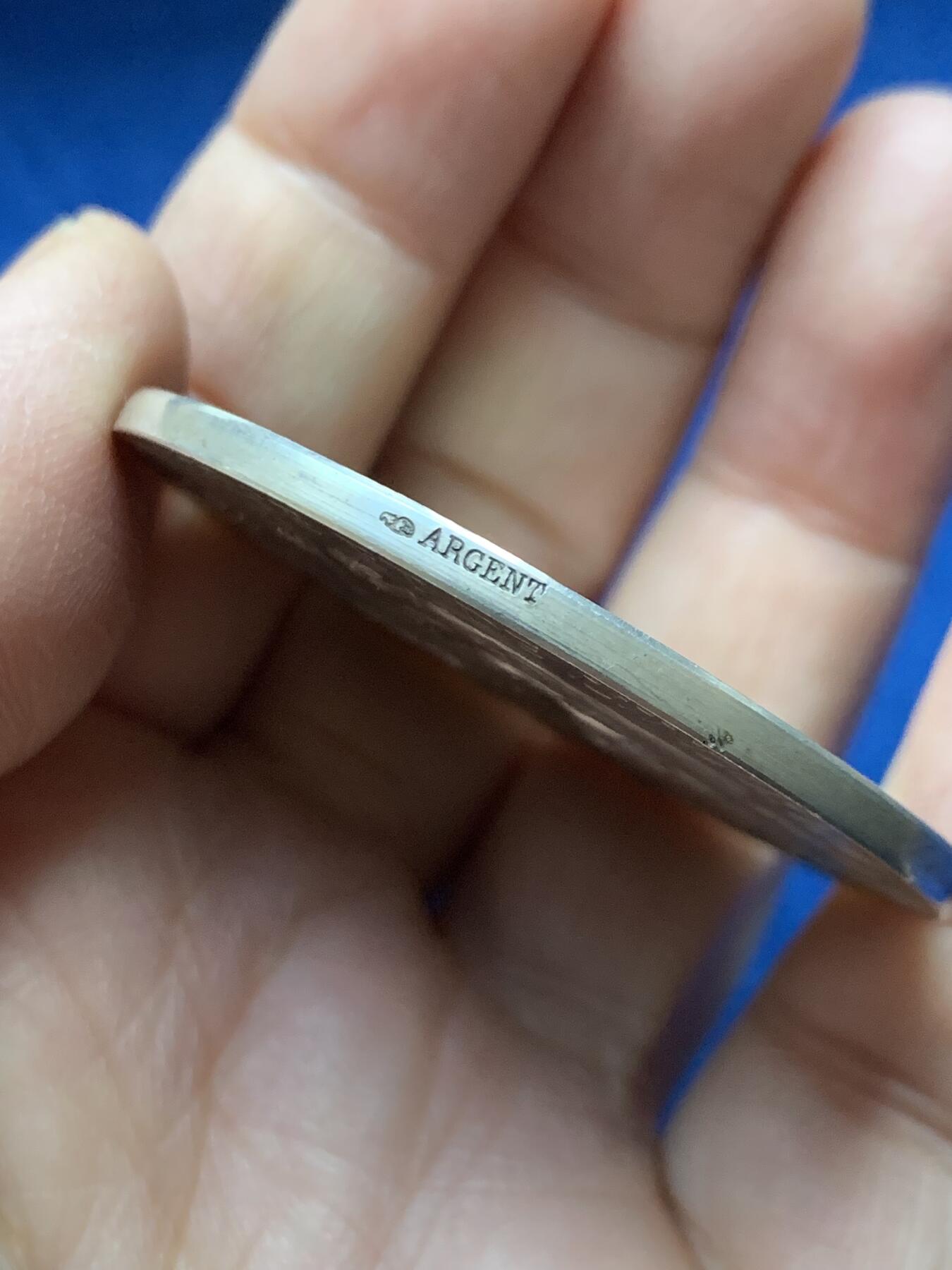 《竞宝斋》第458场 周日，周一，周二   3场连拍 （全场包邮）欢迎送拍 法国工商业部银章，62.6g，49.2mm，丰饶角边铭