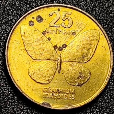 泉币菌-第168场- 精品福利场 - 1986年 菲律宾25分 蝴蝶 铜 21mm 
