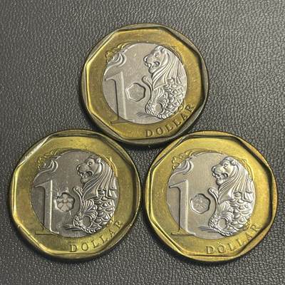 回流0119 - 全新新加坡2013年第三代1元双金属币3枚 鱼尾狮