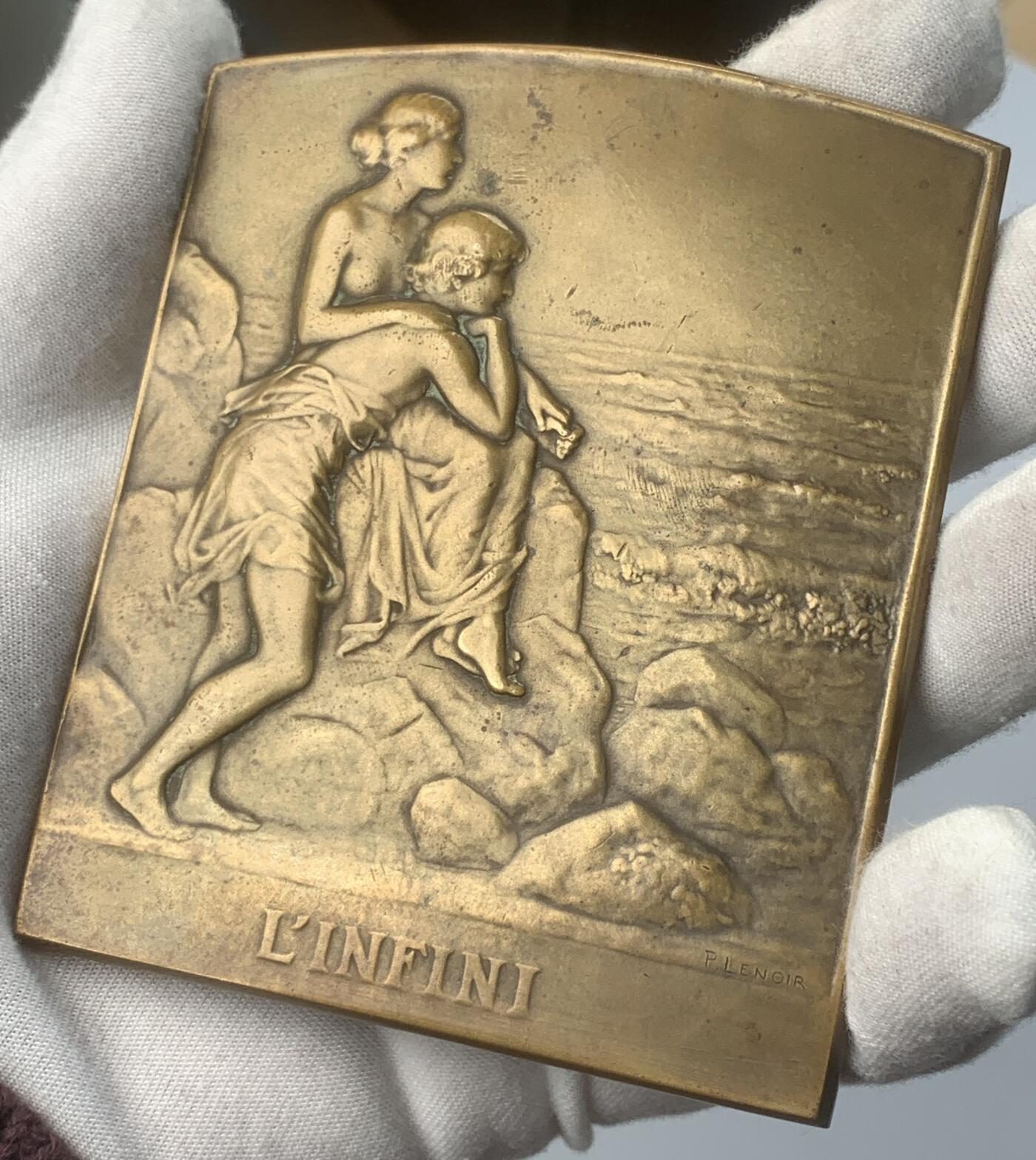 掌中浮雕-藏着的欧洲第049场 法国新艺术原铸超级大版铜章《无限》, 100mm x 84mm  ， P.LEN0IR作品               