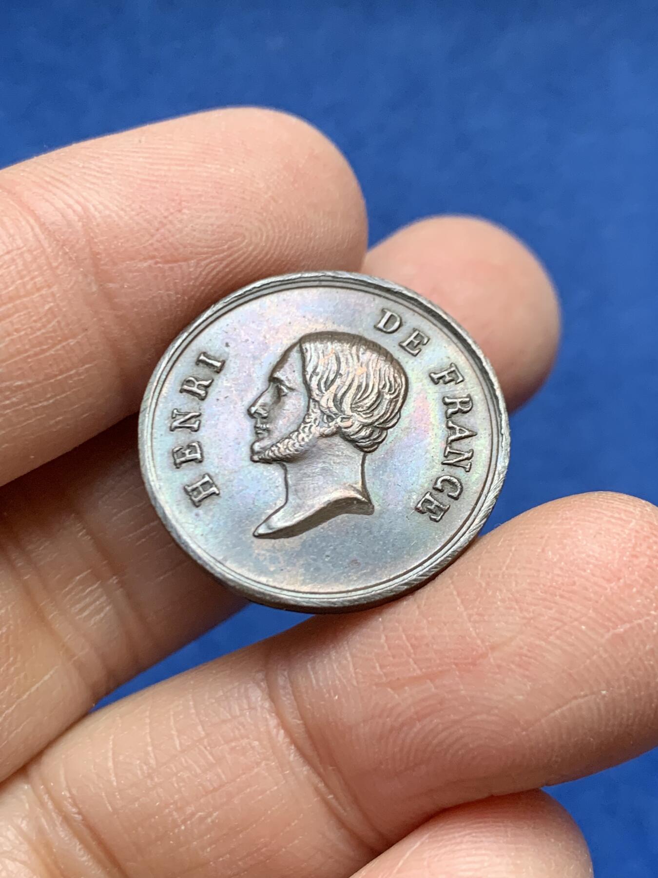 《竞宝斋》第458场 周日，周一，周二   3场连拍 （全场包邮）欢迎送拍 法国亨利五世（查理十世王孙）“忠诚与希望”铜质代币，5.06g，22.8mm，无边铭