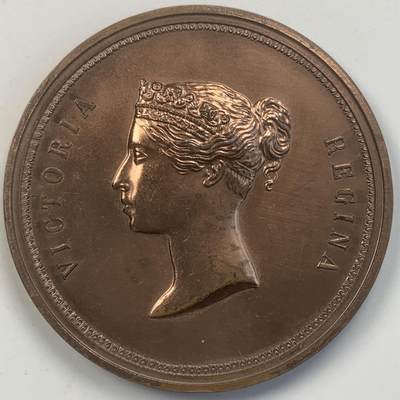 掌中浮雕-藏着的欧洲第049场 - 1837年维多利亚女王访问伦敦金融城铜章，50mm，后铸