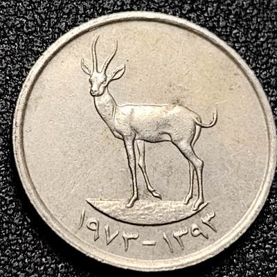 泉币菌-第168场- 精品福利场 - 阿拉伯联合酋长国 阿联酋 25费尔铜镍硬币 鹿 20mm 
