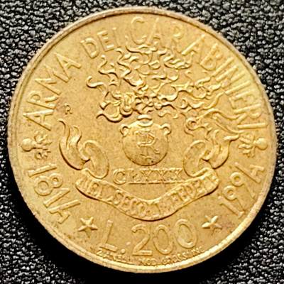 泉币菌-第169场- 精品福利场 - 宪法180周年 意大利200里拉硬币  直径24MM 