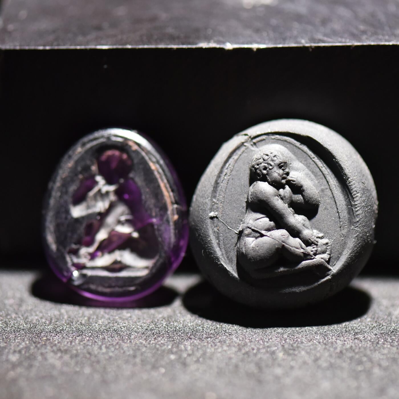 【良泉】【春节前最后一场】2月5日晚19.30点开拍！208组，本场结束后预存钱币的朋友请告知，将连同本场拍品一起邮寄，预祝诸位春节愉快！ 18-19世纪【英国】古典风格幼年赫拉克勒斯“塔西宝石（Tassie gem）”琉璃材质火漆印章【裂粘】